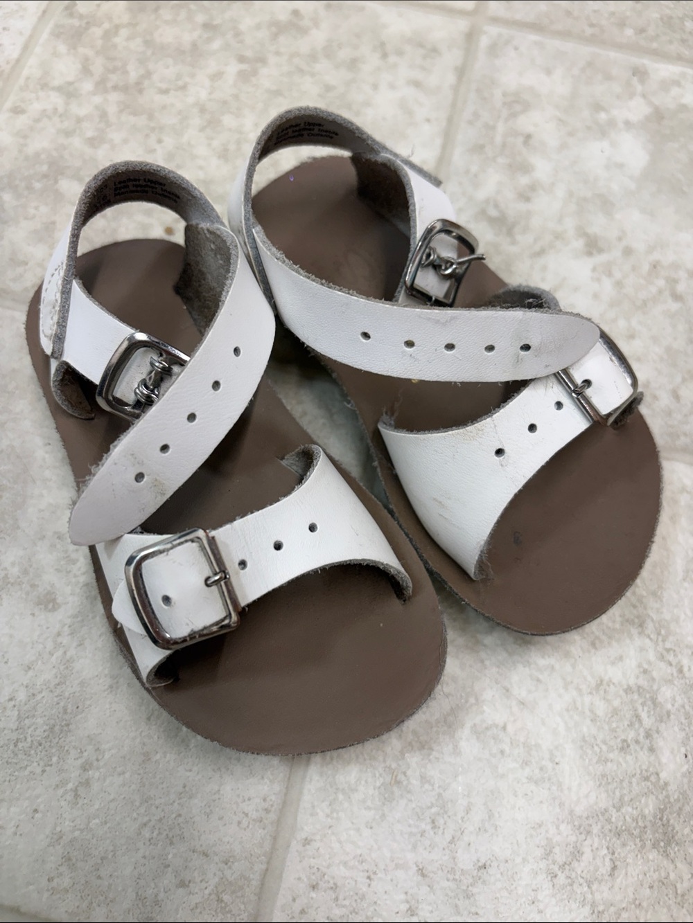 White Leather Double-Buckle Kids Sandals